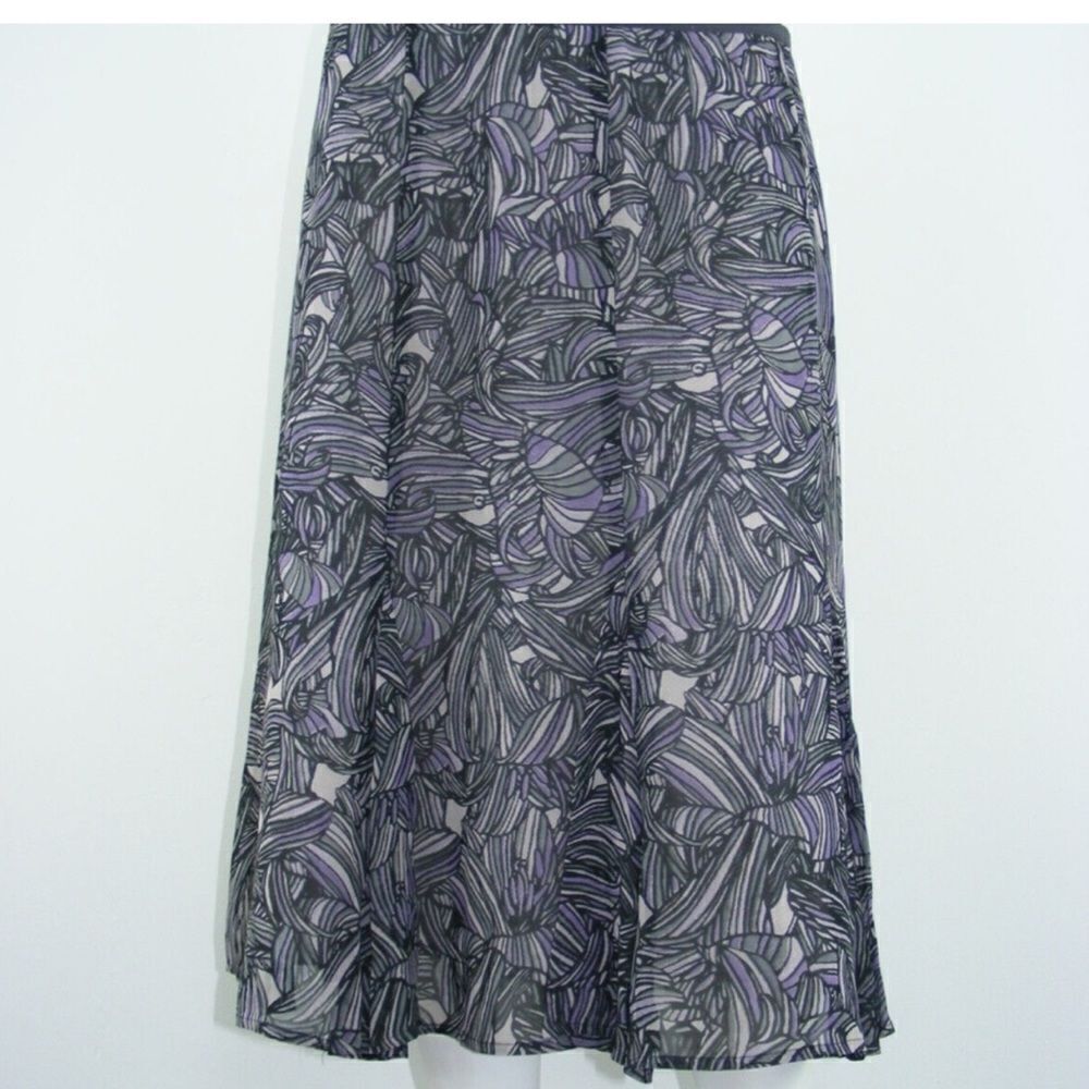 Sigrid Olsen Gray Lavender Abstract Print Plus Size Flowy Midi Skirt Sz 20W